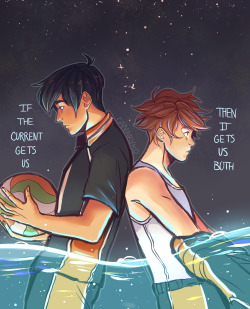 canarywitch:  [ aweekofkagehina ]Day 4: Quote: “If the current gets us, then it gets us both” - Arrows to Athens(This wasn’t meant to be so whimsical looking but I started listening to emotional, feels-inducing OSTs…as i usually do… and well…stars