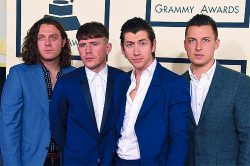 tinashkachingwe: Nick O’Malley, Jamie Cook, Alex Turner, and Matt Helders of music group Arctic Monkeys attend The 57th Annual GRAMMY Awards at the STAPLES Center on February 8, 2015 in Los Angeles, California.