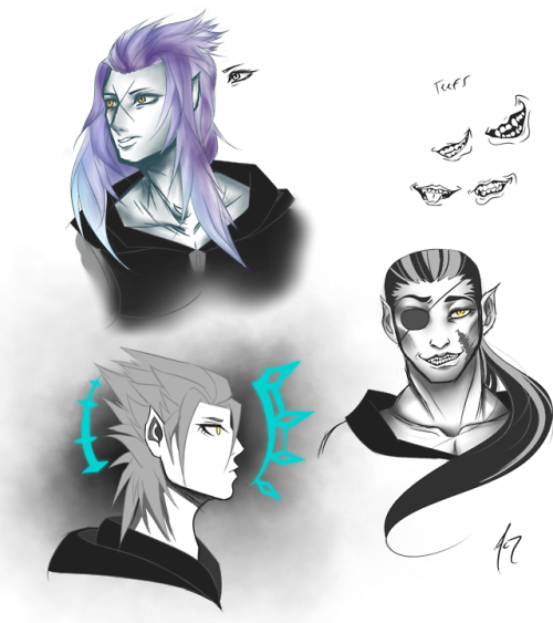 A bunch of nort doodles or alternatively:Two and a Half Xehanorts