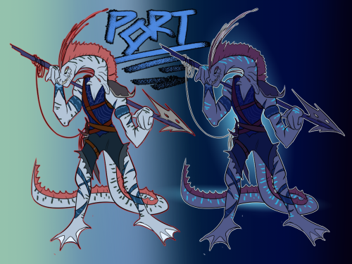 privatemumbles:my new barbarian Port! he’s a Kua-toa that looks like an oarfish, and is a total assh