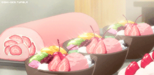 oishi-des:Anmitsu & Strawberry Cake Roll - Rokuhoudou Yotsuiro Biyori ep3
