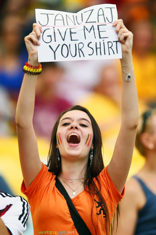 worldcup2014girls:  She wants Januzaj’s shirt… WE WANT HER SHIRT! Gallery: Belgian girls & fans @ World Cup 2014