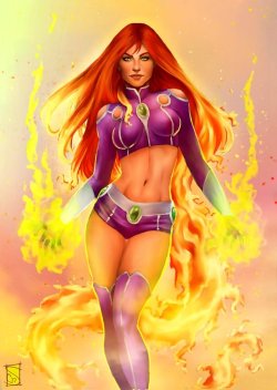 league-of-extraordinarycomics:Starfire &amp; Raven by  Sarah Christina