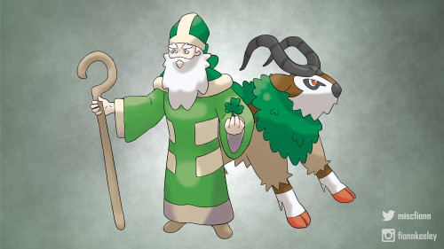 Drew a Gym Leader version of St. Patrick! Gives out the Shamrock Badge. twitter.com/miscfion