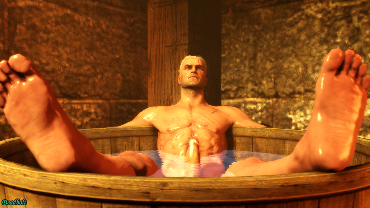 Alternate scene in the Witcher 3 where Geralt is in the tub. Yennefer noticing that