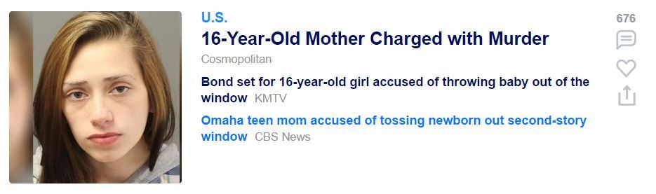 16-Year-Old Mother Charged with Murder