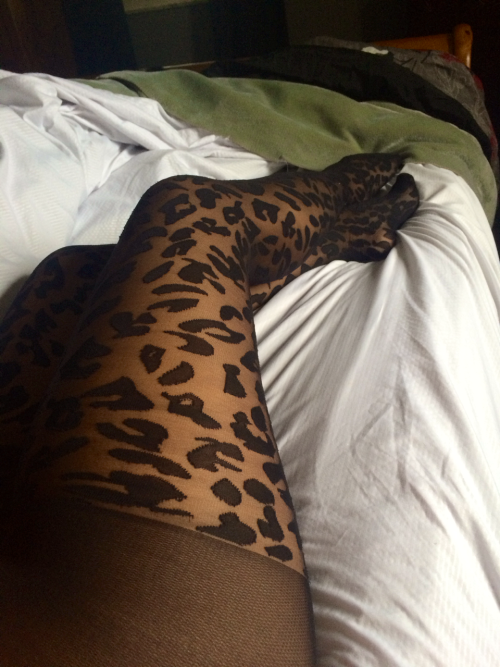 mattblevins1974: Lilly’s leopard print pantyhose. Delicious!!!