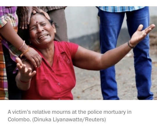 millennium-eagle:  thisiseverydayracism: thisiseverydayracism:   COLOMBO, Sri Lanka — A series of coordinated bombings ripped across Sri Lanka on Sunday morning, striking hotels and churches, killing almost 200 people and shattering the relative calm