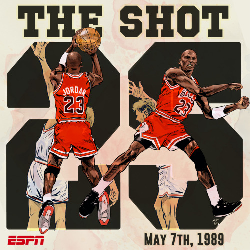 patruby:  bouncex3:  On the 25th anniversary of “The Shot”, for ESPN.  You guys need to check out J.O. Applegate. He’s amazingly talented. 