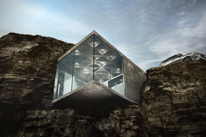 linxspiration:This Gorgeous Minimalist House Hangs Over The Side Of a Cliff