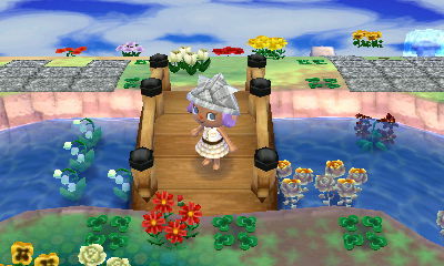 tinycartridge:  Crazy Glitch town in Animal Crossing: New Leaf ⊟ I have no idea how Chupon managed this, but she created a ridic town where flowers and public works projects are placed under water, and where a structures are smushed together to form