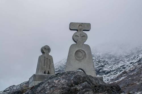 zuzoq: Inuit sculptures by Liss Stender  Traditional inuit male and female sculptures in Nuuk, Green