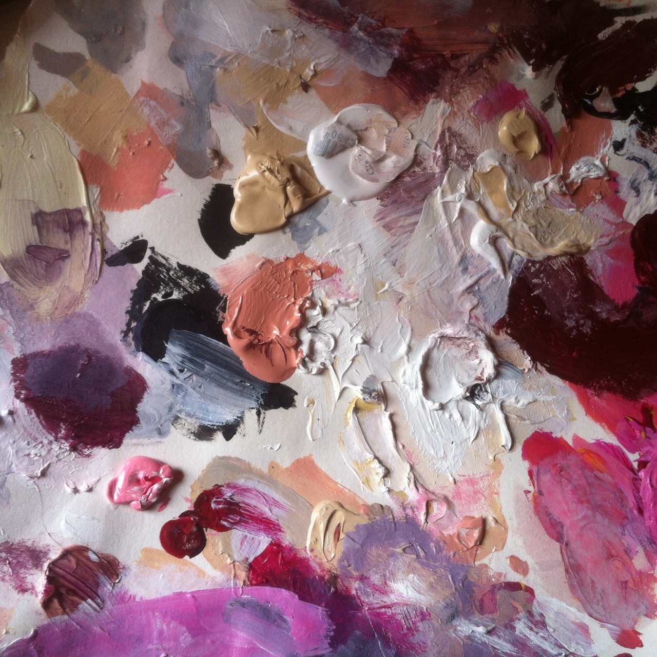 artvevo:  scraps of paper I used as palettes when I first started painting!!! beautiful