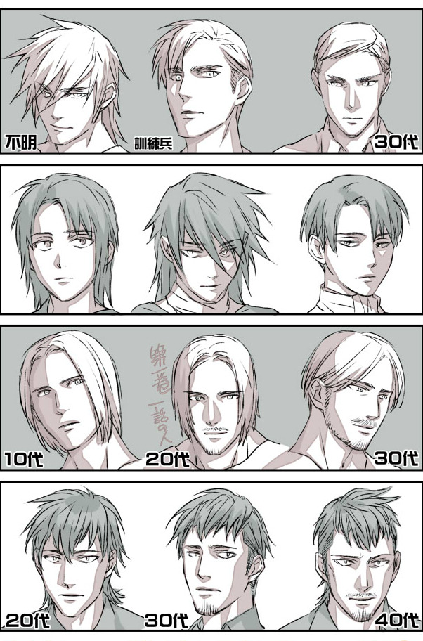 playwithblood:  Erwin Levi Mike Nile and their hairstyles *,*(young Erwin &gt;