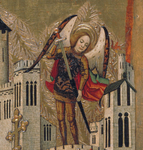 Jaume Huguet - Apparition of Saint Michael at the Castle of Sant'Angelo (c. 1455). Detail.