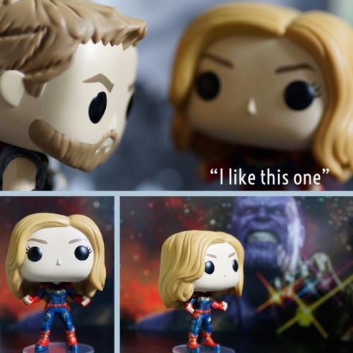 “I like this one!” #avengersendgame #avengers #captainmarvel #marvel #chrishemsworth #brielarson #hi