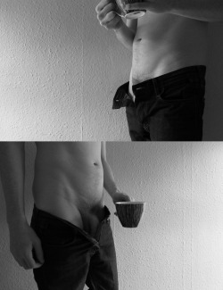 asleepylioness:   Hello My Darling, So to make up for my absence last week (and because I couldn’t decide which one I liked best) here are two shots of me for this week’s club. As much as I like drinking coffee in the nude, there’s a certain joy