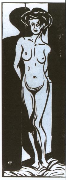 NudeYoung Woman in Front of a Oven Ernst Ludwig Kirchner 1905