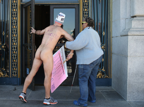 windsorman519:  bostonguyo2116:  mensbuttsandass:  Nude activist Trey Allen protesting last year’s ban on public nudity in San Francisco.  Walk this way!  He can be nude around me anytime