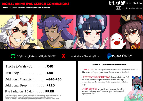 Yo! I’ve updated my commission info and prices again, so please make sure to check em out!I&rs