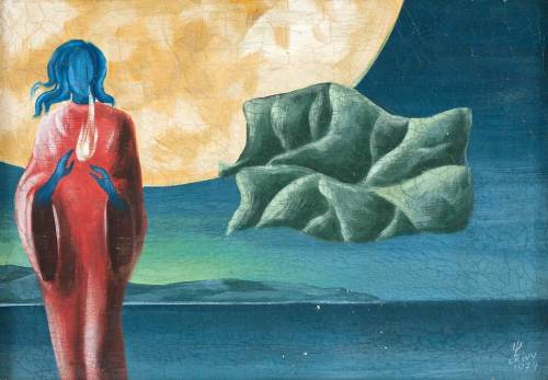 Walter Lewy - Surreal Landscape with Feminine Figure (1974)