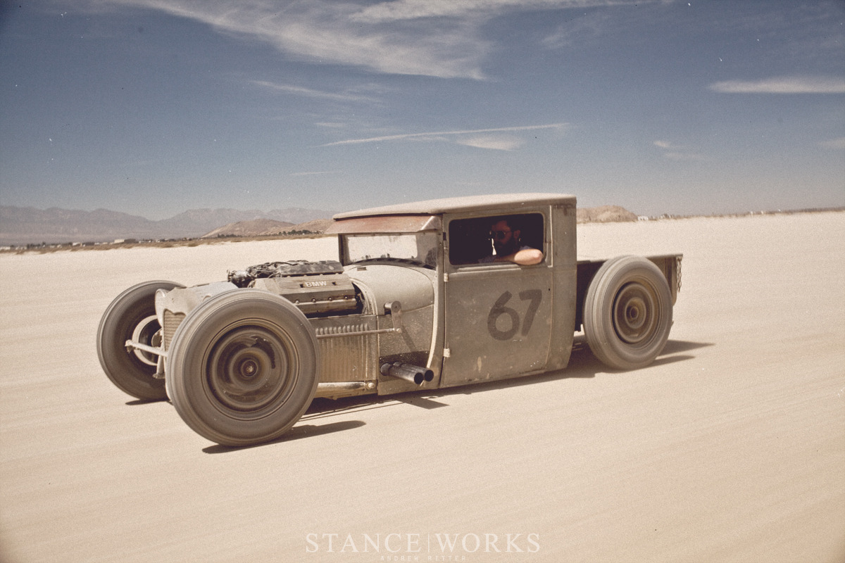 the80sareforever:  My heart and soul on the El Mirage Dry Lake Bed. http://www.stanceworks.com/2013/05/mike-burroughs-ford-hot-rod-bmw-model-a/