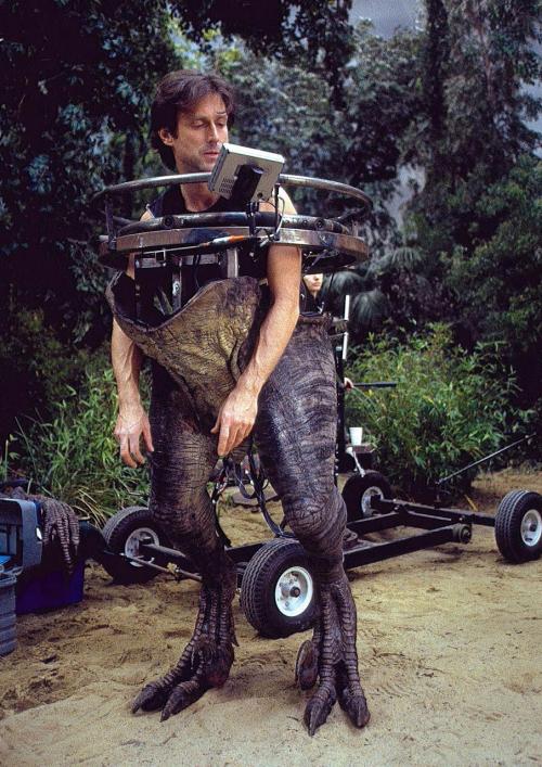 sleepy-jarvis: topherchris: jurassiraptor: Raptor Pants John Rosengrant wears a raptor half-suit for