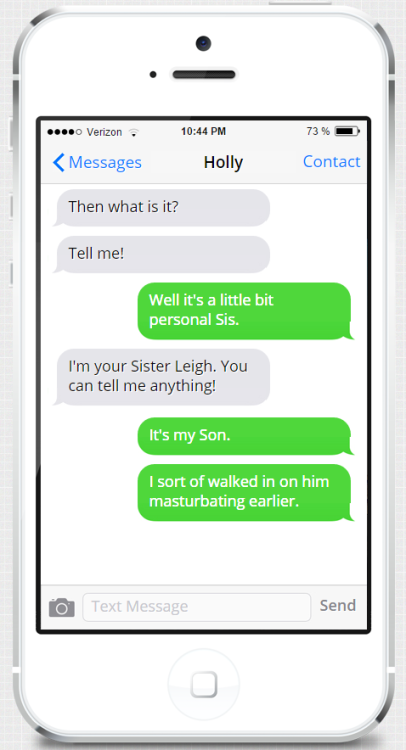 incexting:  Mom texting Sister after catching her Son Masturbating Request.Part 1 of 3