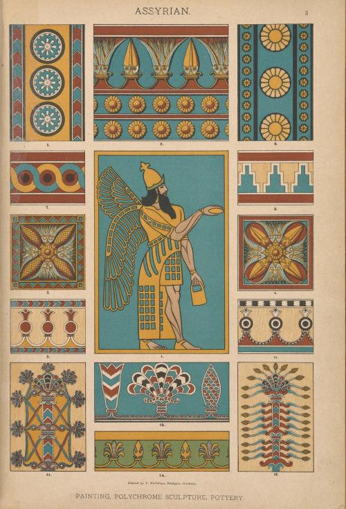 Sample designs from Heinrich Dolmetsch‘s “Historic Styles of Ornament”1. Egyptian2. Assyrian3. Greek