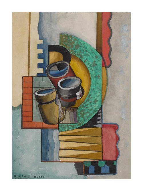 kafkasapartment:CUBIST STILL LIFE. ROLPH SCARLETT,1891 - 1984. Gouache, watercolor and pencil on pap