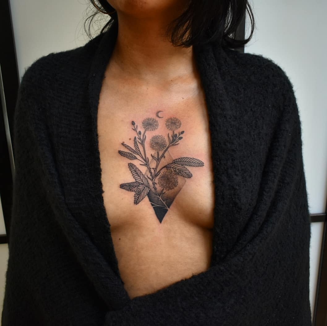 39 Mimosa flower tattoos design ideas