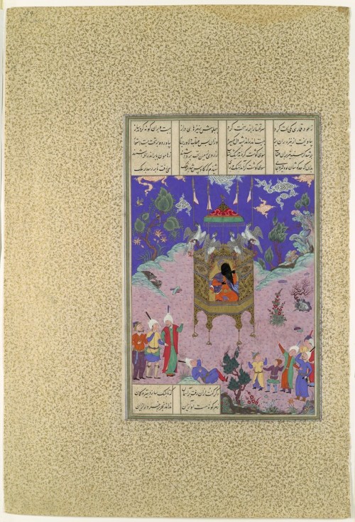 &ldquo;Kai Kavus Ascends to the Sky&rdquo;, Folio 134r from the Shahnama (Book of Kings) of Shah Tah