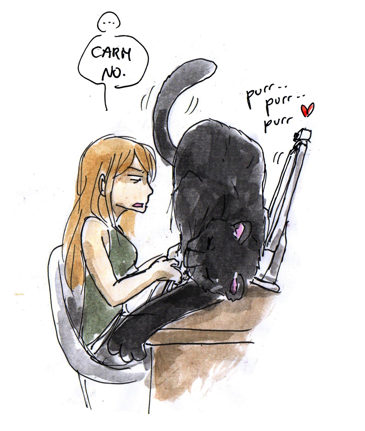 toodrunktofindaurl:Life with Catmilla and tiny angry Laura. Quick stupid comic.Bonus :(psst,