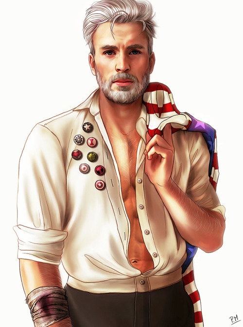 petite-madame: The White Fox - (2021)Not the first time I’m drawing Steve with white hair, but the f