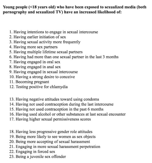 antiporn-activist: Effects of pornography on children and adolescents, from 10 different studies com