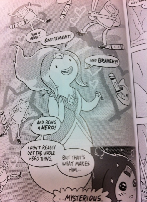 If Finn ever asked: http://www.youtube.com/watch?v=ke0PjQq52Mk To Flame Princess, this would probably be her reply. Not in song, I know, but it’s the thought that counts. From the graphic novel Adventure Time: Playing with Fire which you should