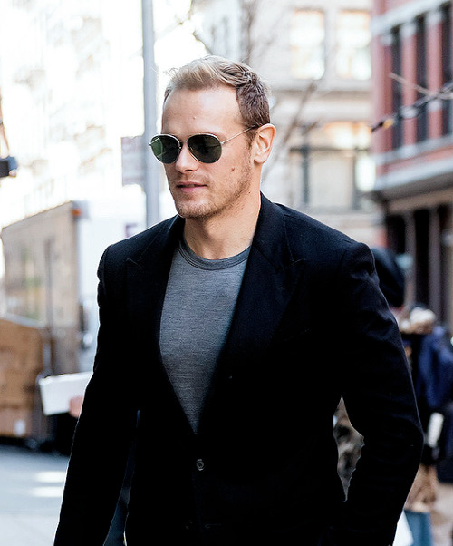 SAM HEUGHAN seen in SoHo on March 03, 2022 in New York City.