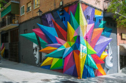 mymodernmet:  Artist Okudart’s vibrant, geometric street art adds life to the bustling streets of Madrid.