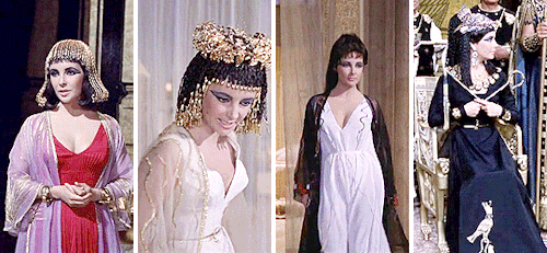 barbara-stanwyck:Elizabeth Taylor’s wardrobe for Cleopatra (1963). She allegedly made 65 costume cha