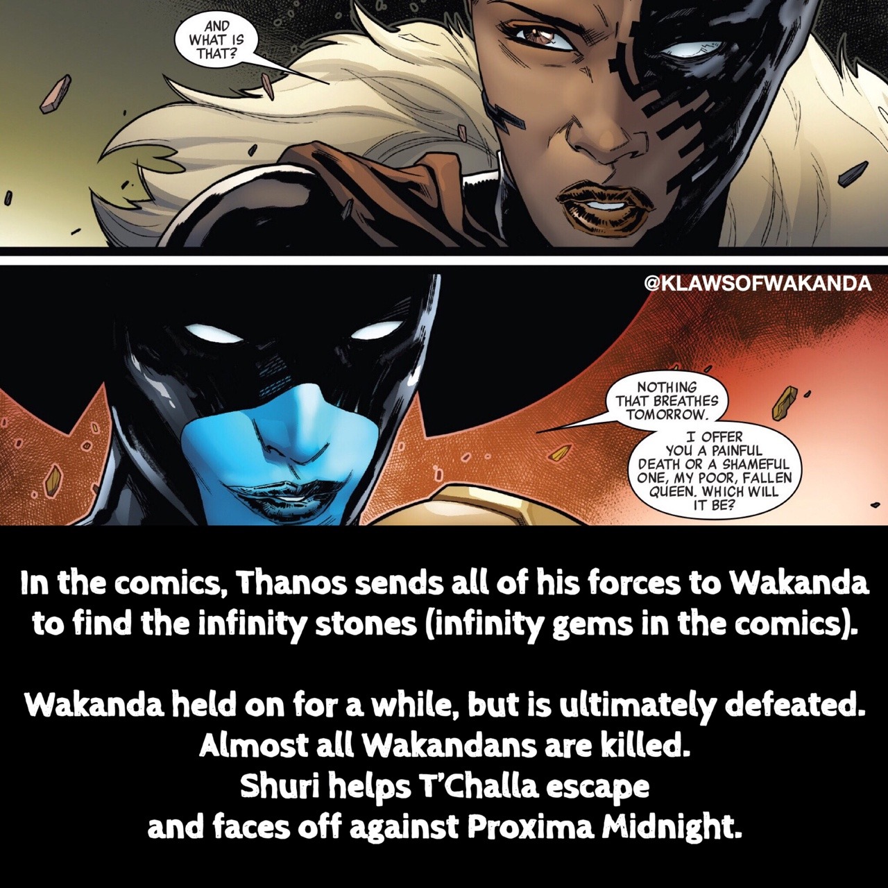 klawsofwakanda:  Shuri’s Death: Comics Vs MCU