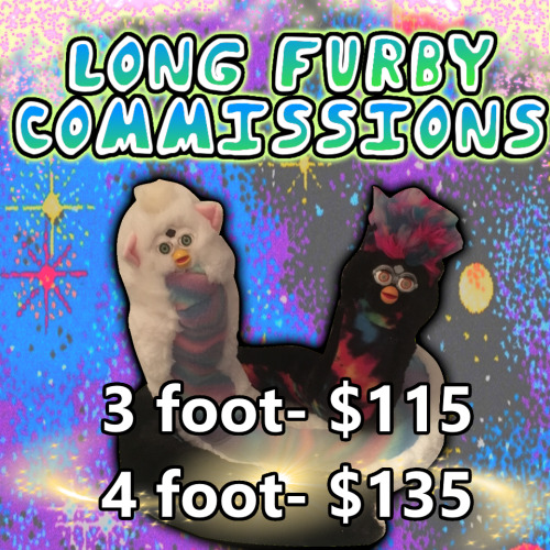 Reminder that my long furby commissions are open! I’ll also be selling my furbs at awesomecon at the