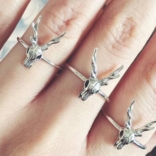 Sterling Silver Dainty Deer Skull Rings✨www.emptycasket.co.uk✨ #emptycasket #sterlingsilver #deersku