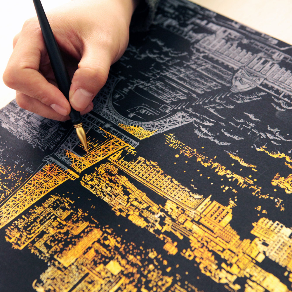 culturenlifestyle:New DIY Cityscape Scratch Art by Lago Design Seoul-based studio