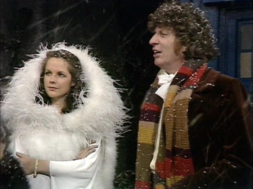 stitching-in-time:My Favorite Dresses from Doctor Who:Romana I’s white dress and feather cape in ‘Th