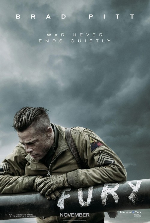 Brad Pitt gives his best stubbly, and battle-scarred look in the first poster for his new World War II drama Fury, coming to theaters this November.