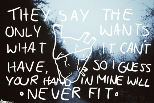 beiingasaghost:  “They say the heart only wants what it cant have, so i guess your hand in mine will never fit” -Front porch step not my picture just my edit (sorry the hearts so shitty i had no reference)