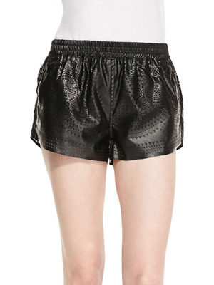 Blank Dark Side Floral Perforated Faux-Leather Shorts