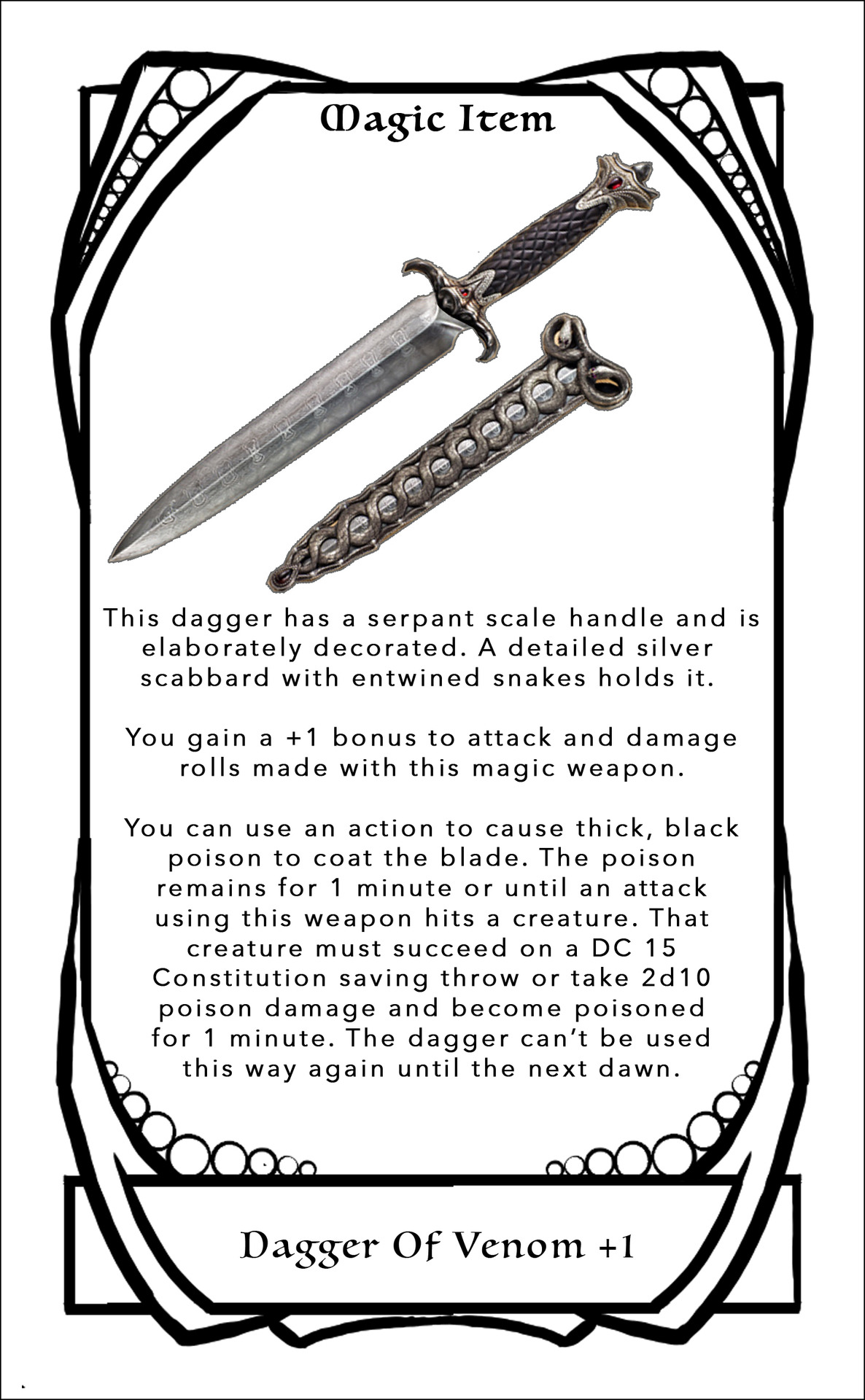 D D 5th Edition griell The Dagger Of Venom You Found Hidden In The Statue