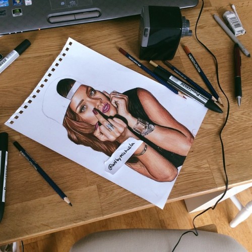 Porn Pics escape-to-art:  Rihanna process By @artbymichaela