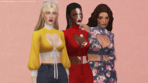 candysims4:LOVER BLOUSE A cute blouse with a heart shaped neckline.TEEN TO ELDERBASE GAME COMPATIBLE